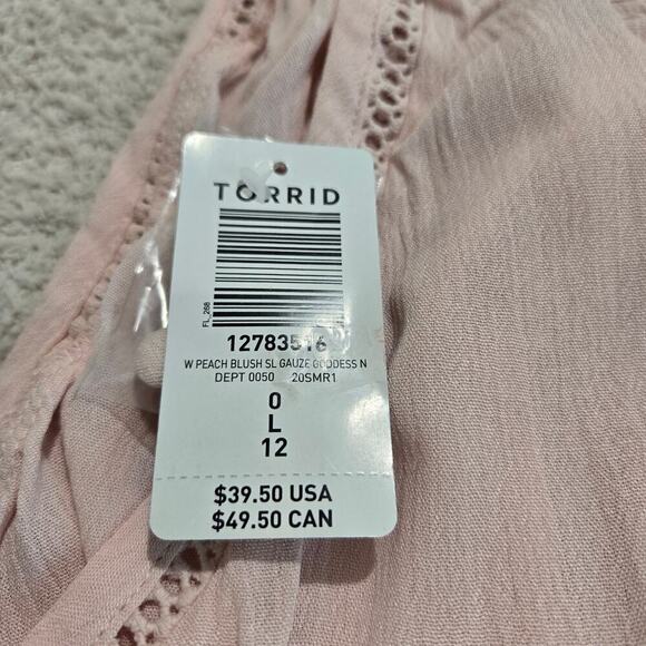 NWT Torrid Gauze Goddess Neck Tank Top Sz L High-low Peach Summer Gauzy - Picture 10 of 12